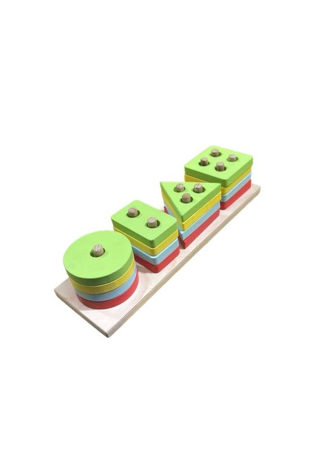 Kinder Creative Peg Number Ring Counting Set,Wooden Weighing Scale for Kids,Geometrical Column Blocks for Toddlers, Educational Puzzle and Toys for Kids Pack of 3 - Image 5